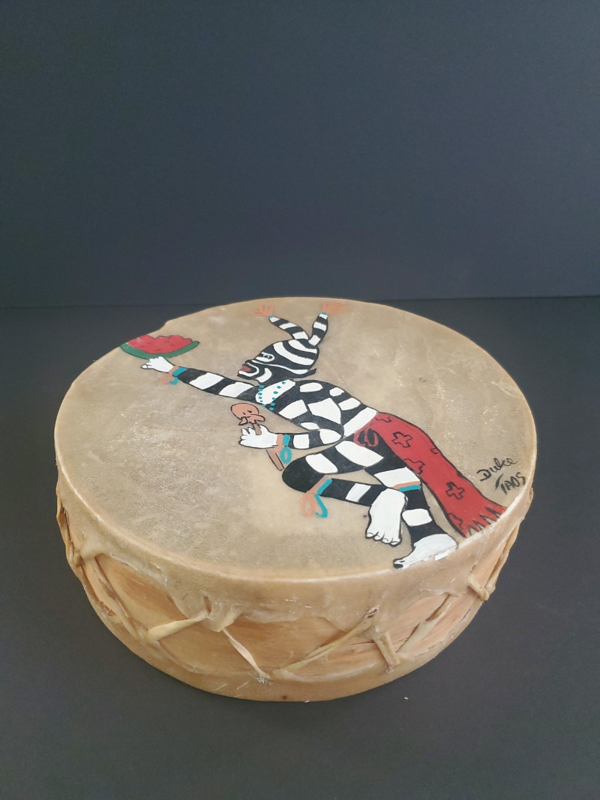 Taos Drum Company Ceremonial Drum Hand Made Native American Signed VTG