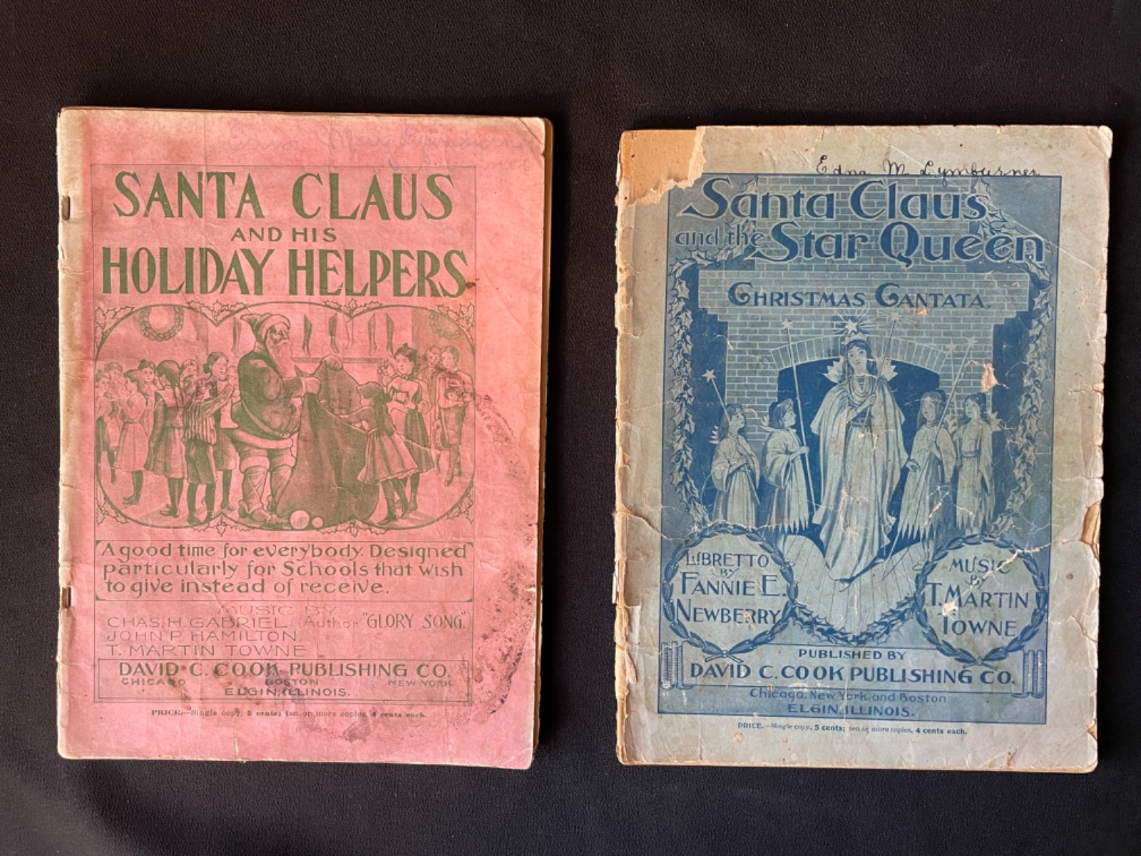 Antique Christmas Santa Claus 1904 1906 Illustrated Music Songbooks Lot of 2