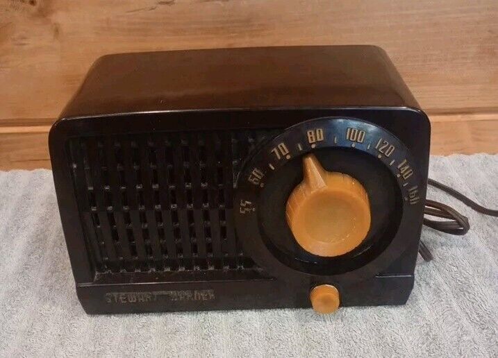 Vintage Stewart Warner 1952 Radio 2C Bakelite Model 9160 Mocha Brown Vacuum Tube