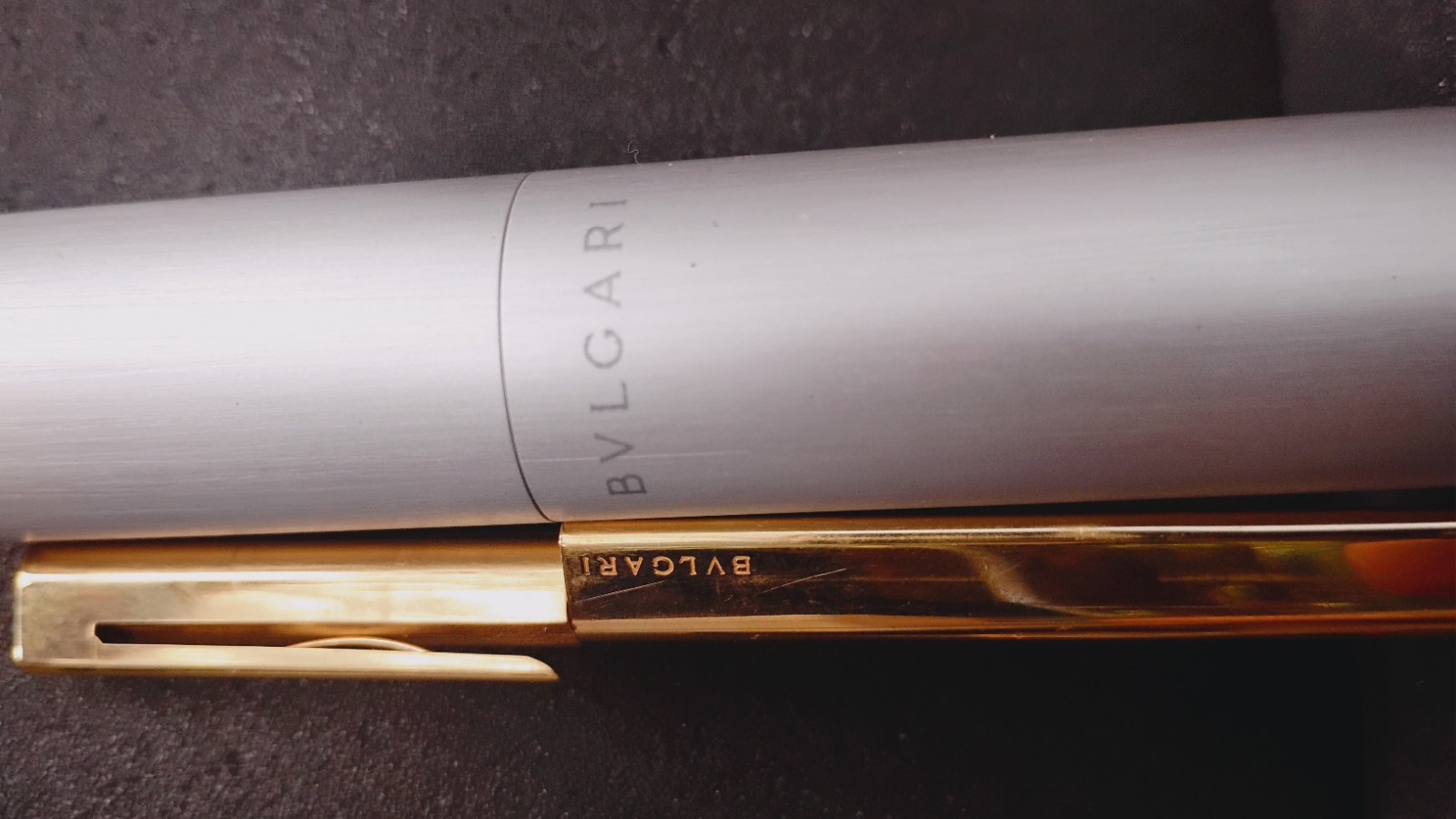 BVLGARI Eccentric Gold Plated Ballpoint Pen with Original Aluminum Case 