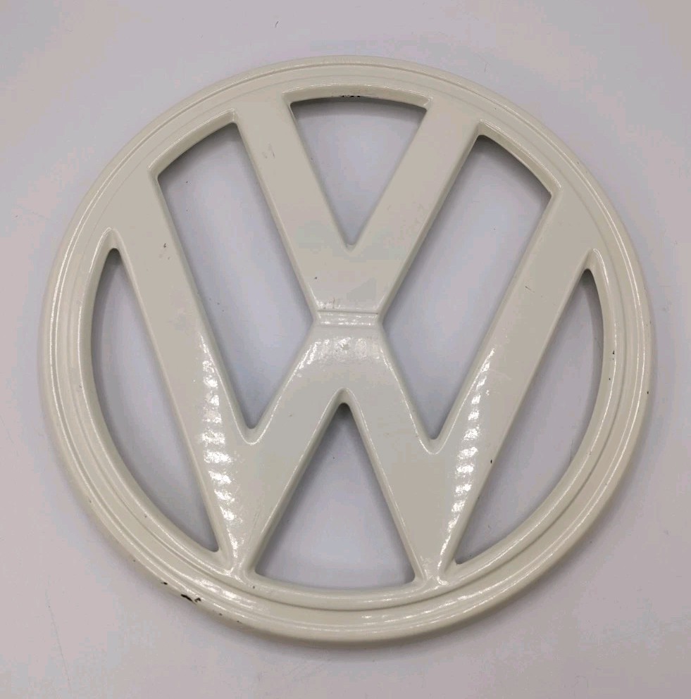 Vintage VW Volkswagen Bus Van Nose Front Emblem 4 Pin 9.75in. Metal 9 3/4
