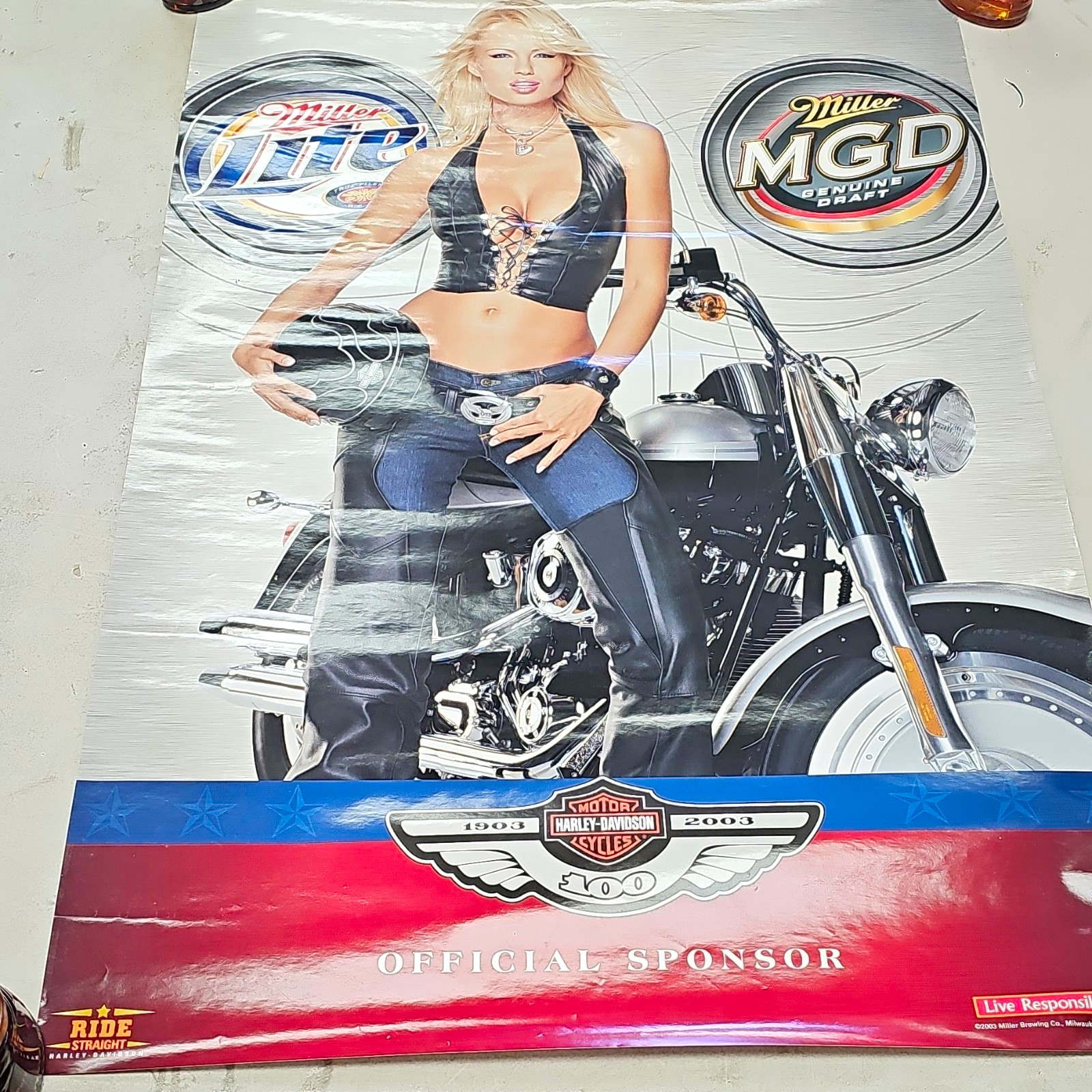 Miller 2003 Miller Lite & MGD Harley-Davidson 100th Anniversary Sponsor Poster