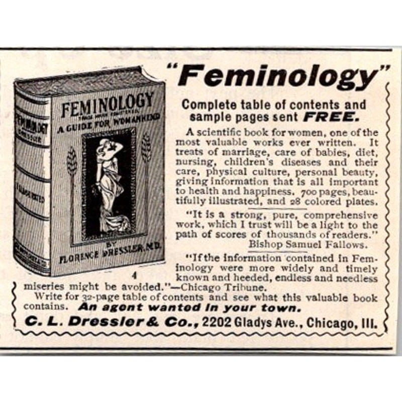 C. L. Dressier & Co. Feminology Scientific Chicago IL 1903 Clipping SAI6-S28