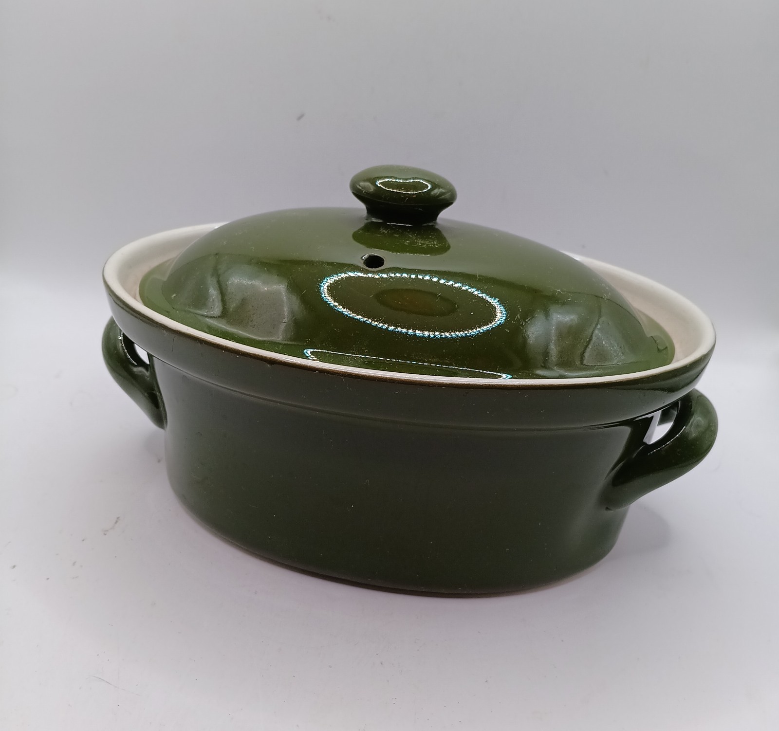 Vintage Hall Pottery Casserole Dish w/ Lid  98 Olive Green