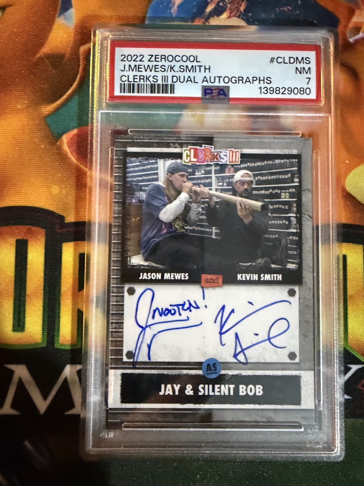 Kevin Smith & Jason Mewes Dual Autograph 2022 Zerocool Clerks III PSA 7 Pop 1