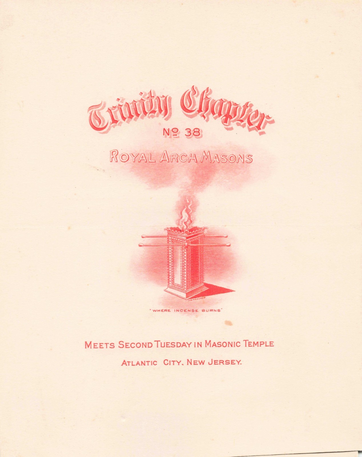 1924 Trinity Chapter No 38 Royal Arch Masons Atlantic City NJ Masonic Program