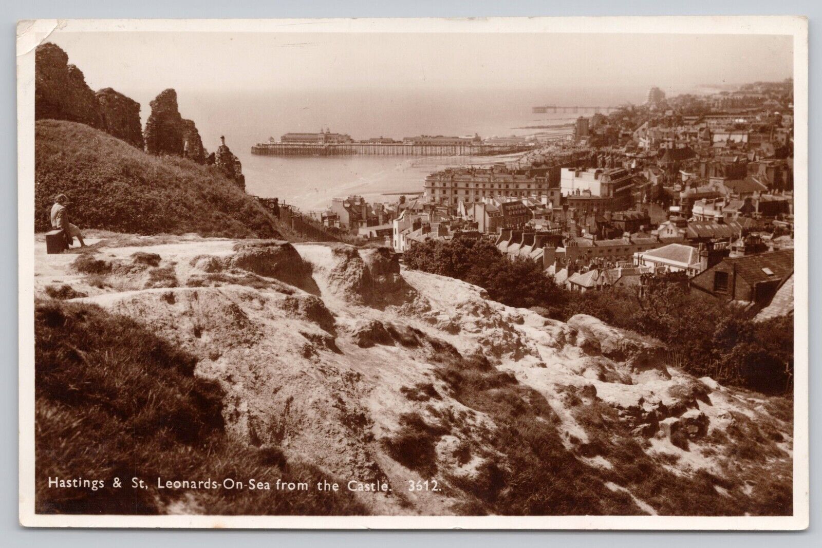 St. Leonards On Sea from the Castle Hastings Sussex England RPPC Photo Postcard