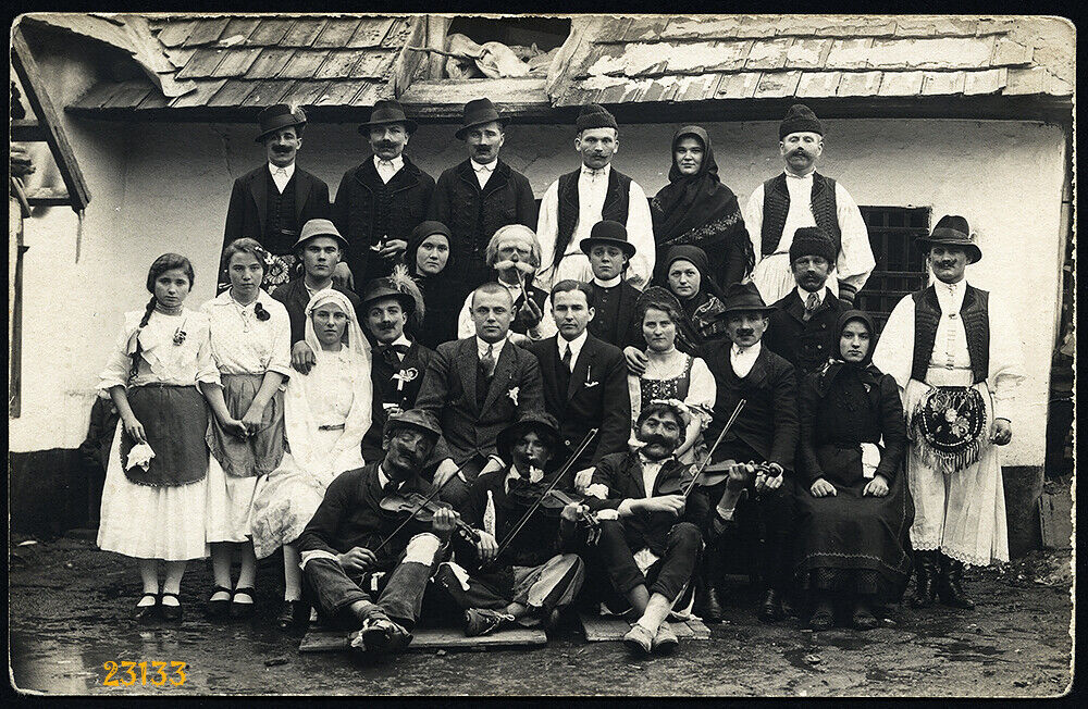 strange faces, village theater, clowns w violins,  Vintage Photograph, 1920\'  