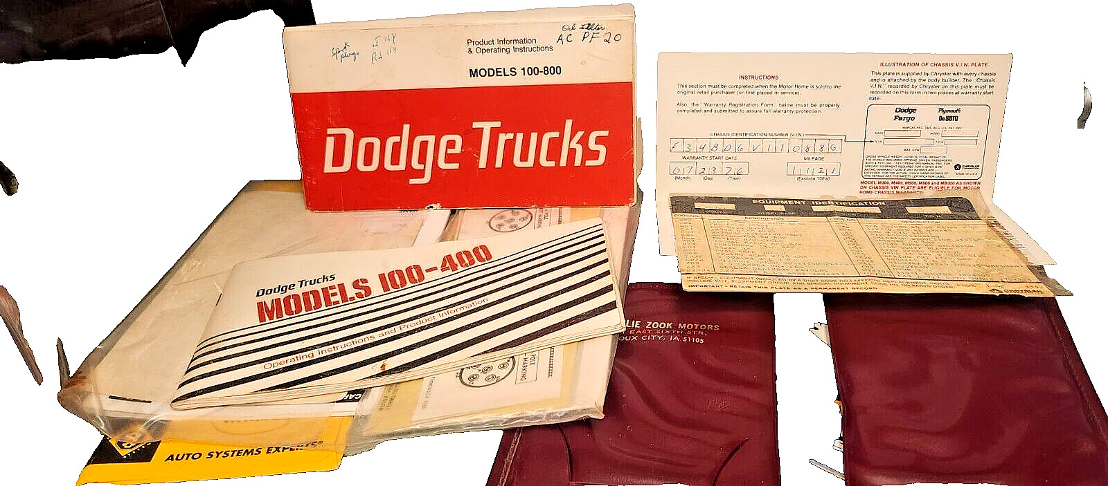 1977 Dodge Pickup Build Sheet - 2 different Owners Manuals