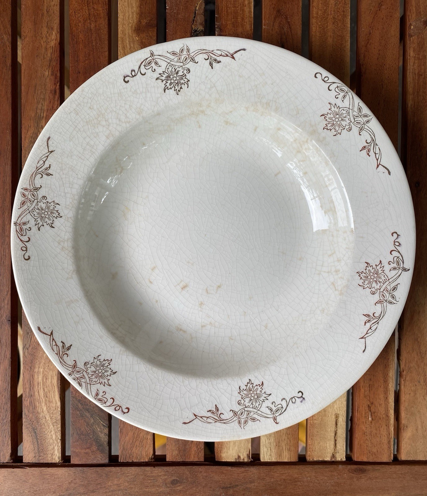 Antique W.S. George Derwood Soup Bowl Pattern 100 Gold Ironstone Semi Porcelain