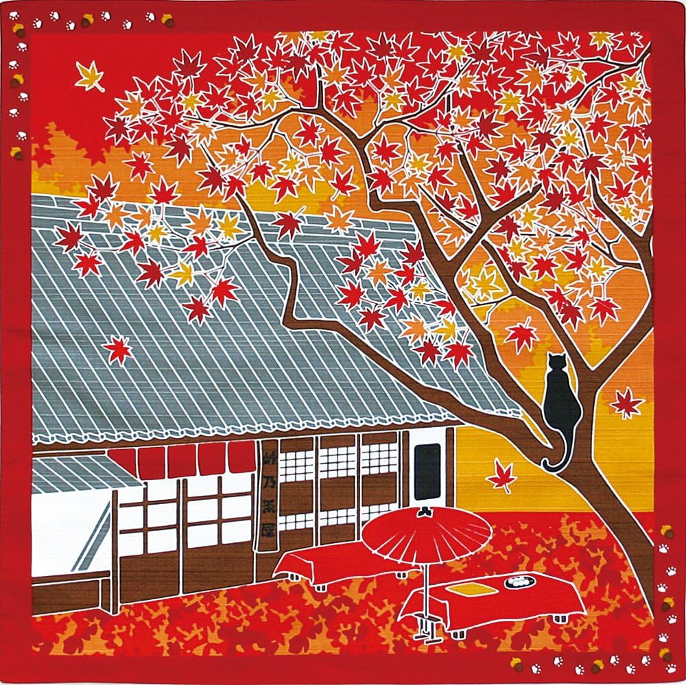Yamako 88595 Small Furoshiki, Autumn Leaves, 19.7 X 19.7 Inches (50 X 50 Cm)