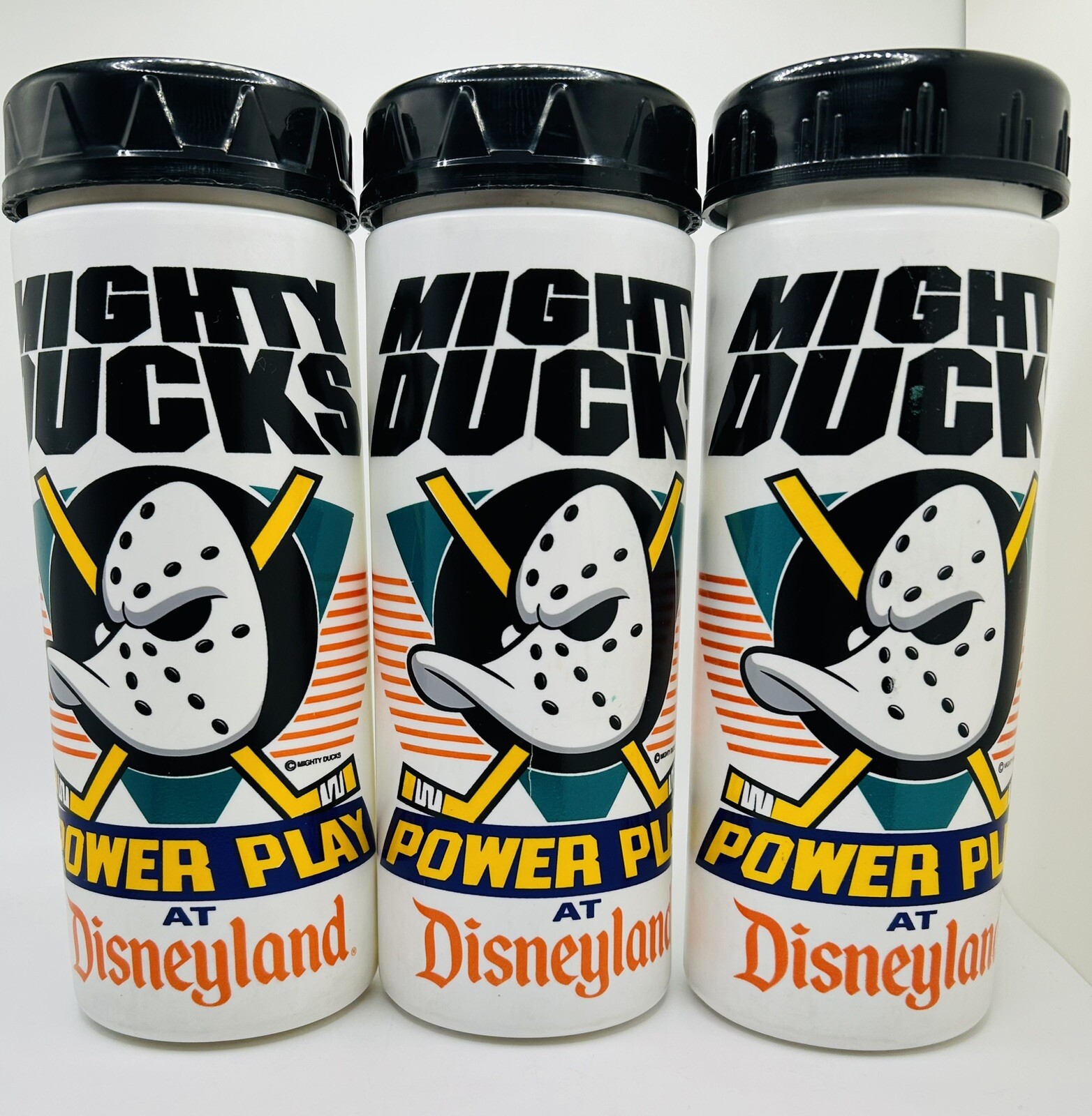Anaheim Mighty Ducks Power Play At Disneyland Vintage 1990s Bottles UNUSED