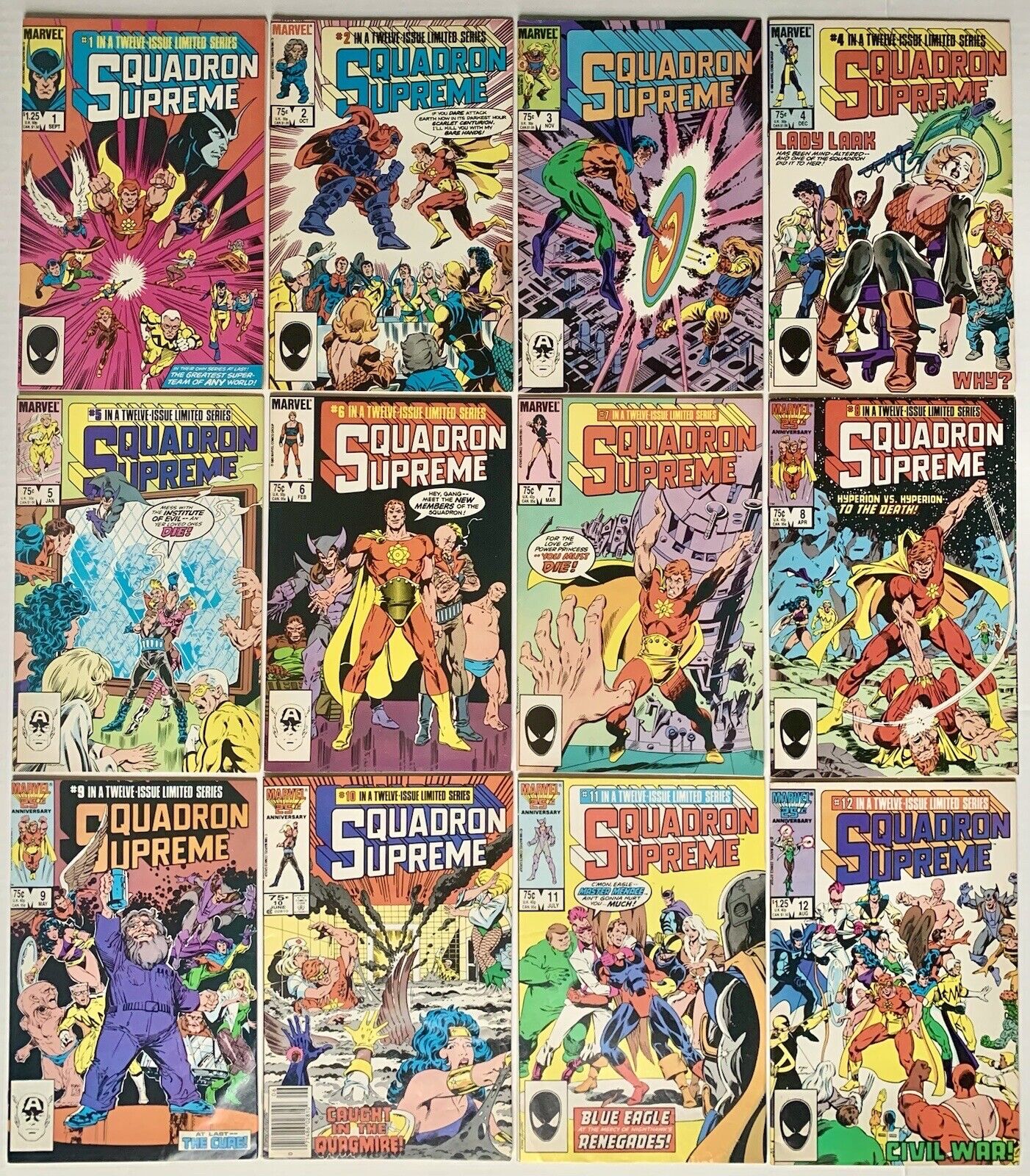 Squadron Supreme #1 -#12 (1985) Complete 12 Issue Epic Series (VF+/NM-) VINTAGE