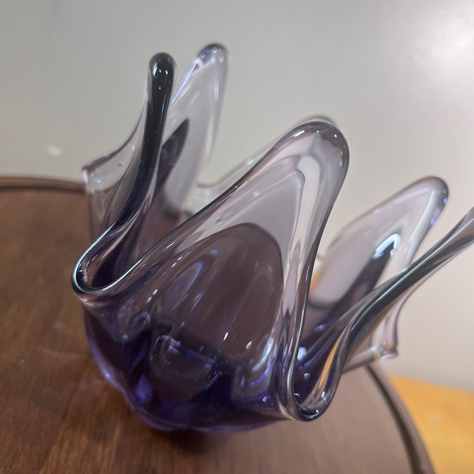 Vtg Viking Thistle Amethyst Purple Swung Glass Bowl Mid Century Modern MCM 5.5\