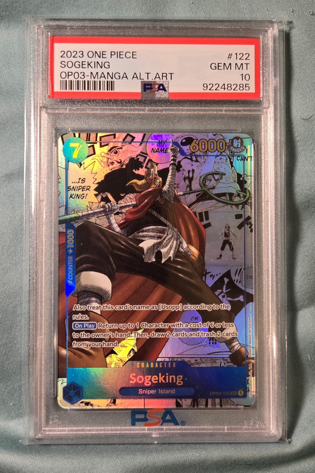 2023 One Piece OP03 EN #122 Sogeking Manga Alt Art PSA 10 (NOT PRB)