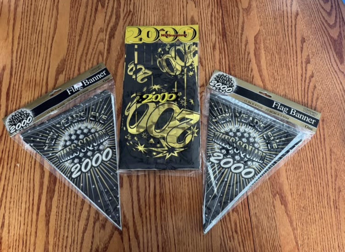 Contempo Colours New Year's Eve 2000 Flag and Fringe Banners Millennium Decor