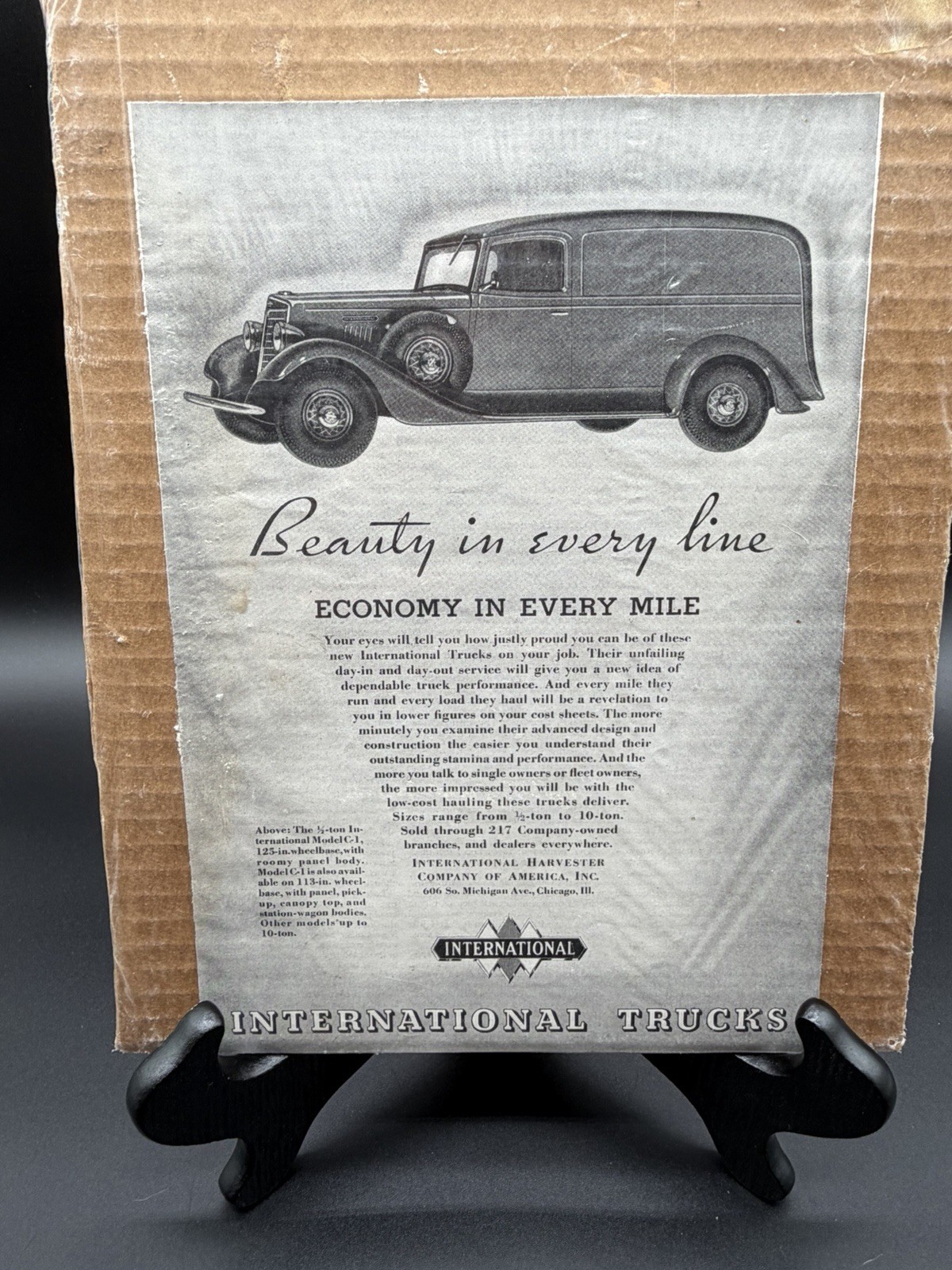 1935 International Harvester Truck Vintage Magazine Ad Model C-1 Panel Truck