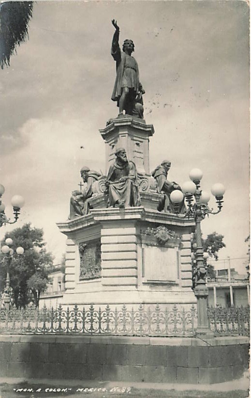 Postcard Mexico: RPPC Christopher Columbus Monument