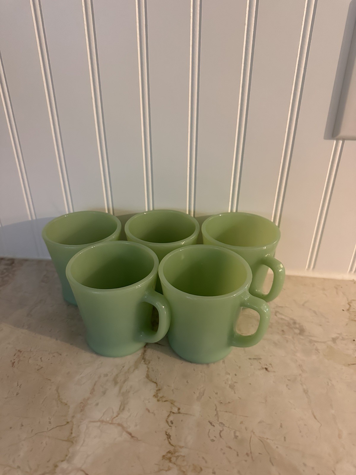 VINTAGE Fire King Jadeite D Handle mugs set of 5