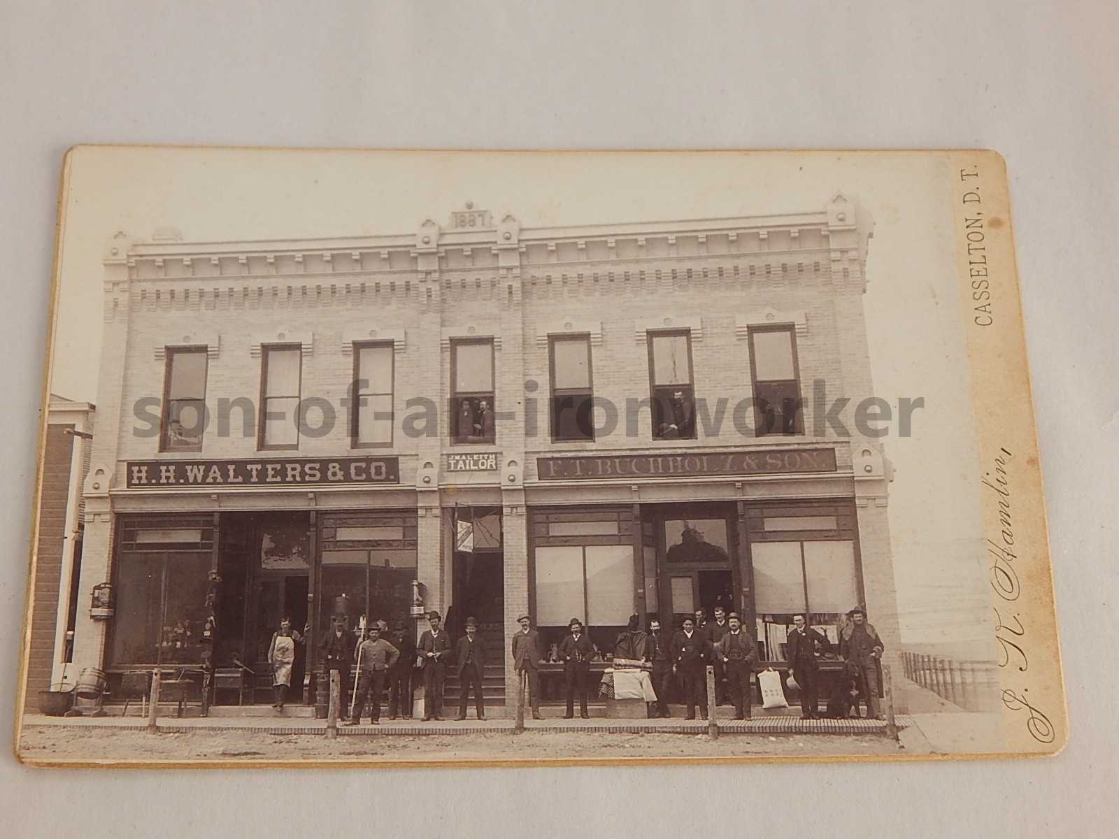 Casselton Dakota Territory D.T. Walters Buchholz storefront cabinet card photo