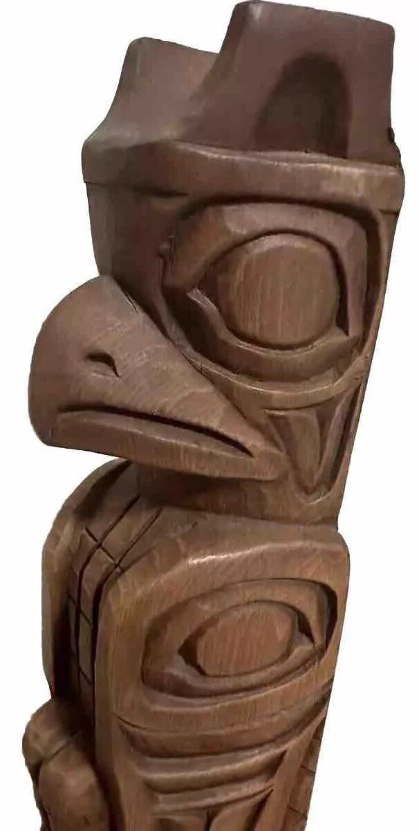 VTG Hand Carved Folk Art Eagle Totem by Kiana Alaska 16 in Alaskan Thunderbird 