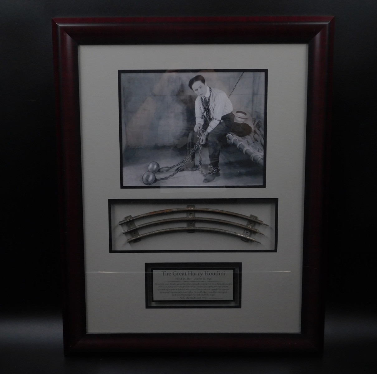 Harry Houdini Framed Authentic Handcuff Escape Prop COA