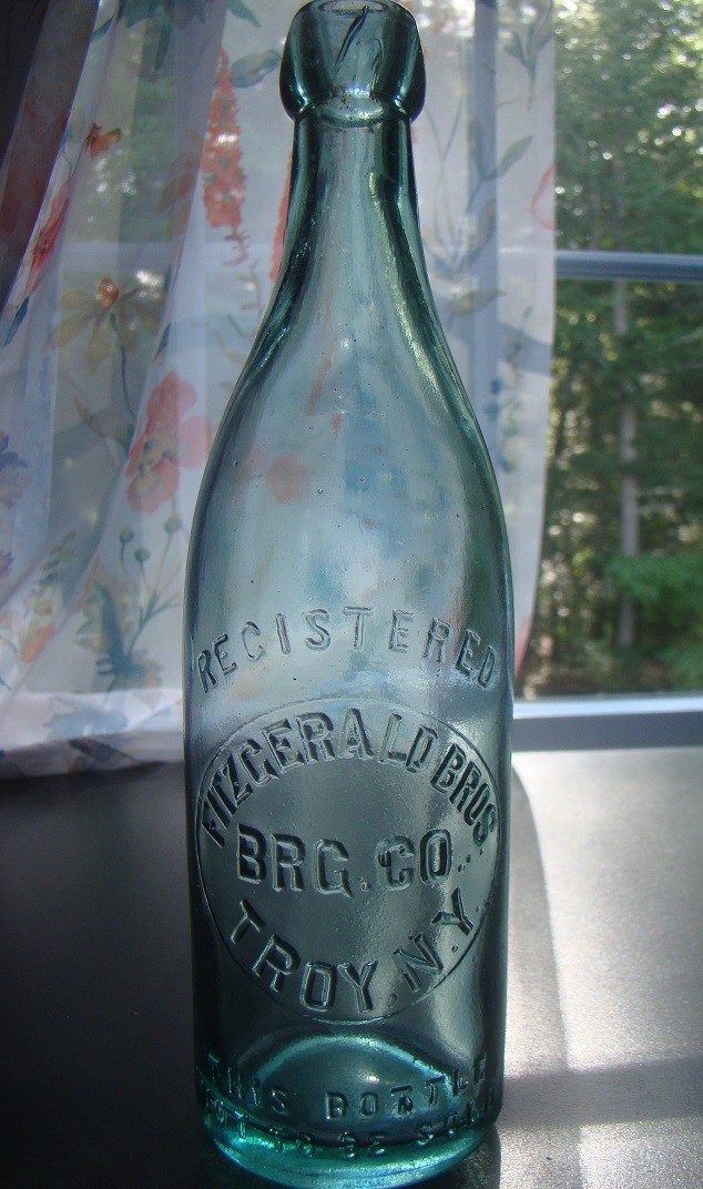 Antique FITZGERALD BROS. BRG. CO. TROY, N.Y. Blob Top Beer Bottle