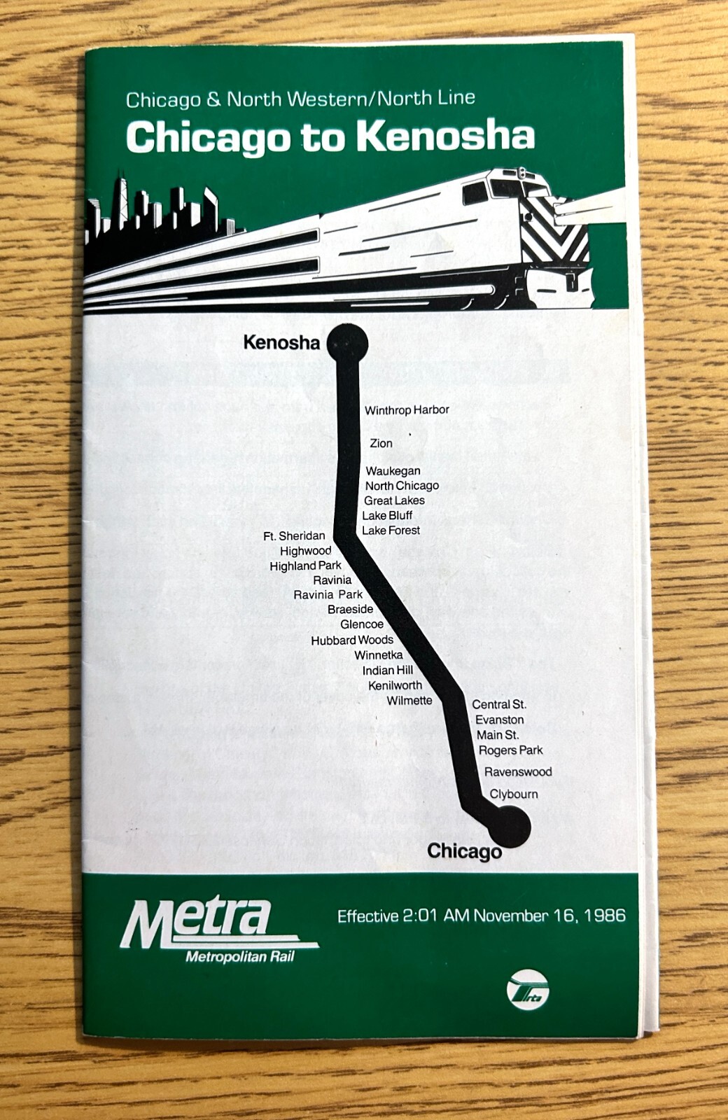 Vtg. NOV 1986 METRA Chicago To Kenosha PUBLIC TIMETABLE 12 pg. BOOKLET Vtg. NOV 1986 METRA Chicago To Kenosha PUBLIC TIMETABLE 12 pg. BOOKLET