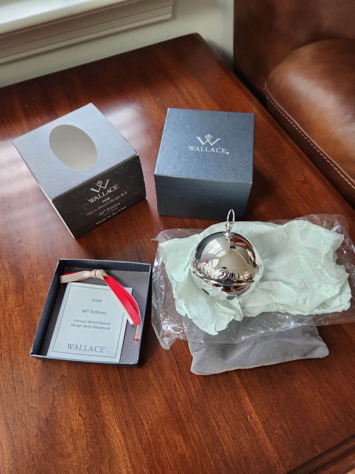 Wallace 2018 Silverplate Sleigh Bell Christmas Ornament New In Box 