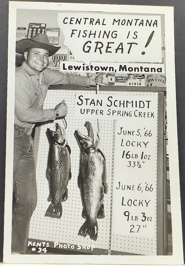 RPPC ~ Stan Schmidt 2 Large Trout Upper Spring Creek near Lewistown, Montana \'66 RPPC ~ Stan Schmidt 2 Large Trout Upper Spring Creek near Lewistown, Montana \'66