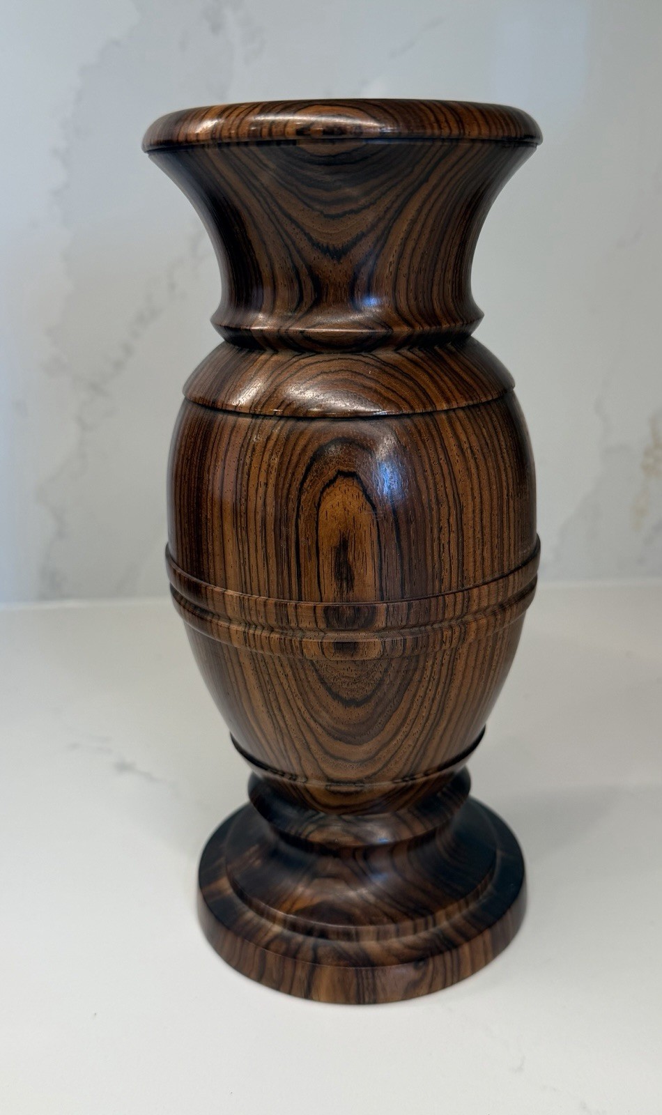 VTG MCM Hand Turned Exotic Hardwood Vase MCM Rosewood Cocobolo Artisan Mint