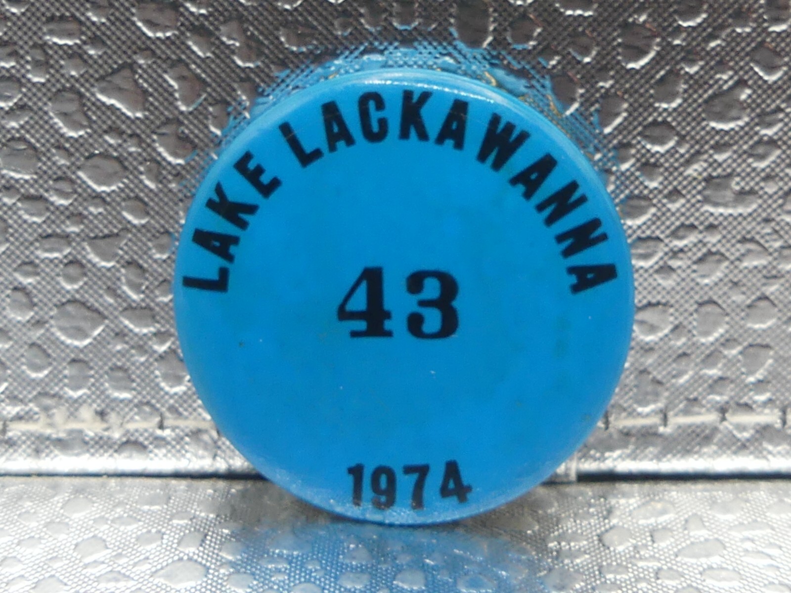 Vintage Lake Lackawanna New Jersey 1974 43 Blue & Black VTG Rare Pinback Button