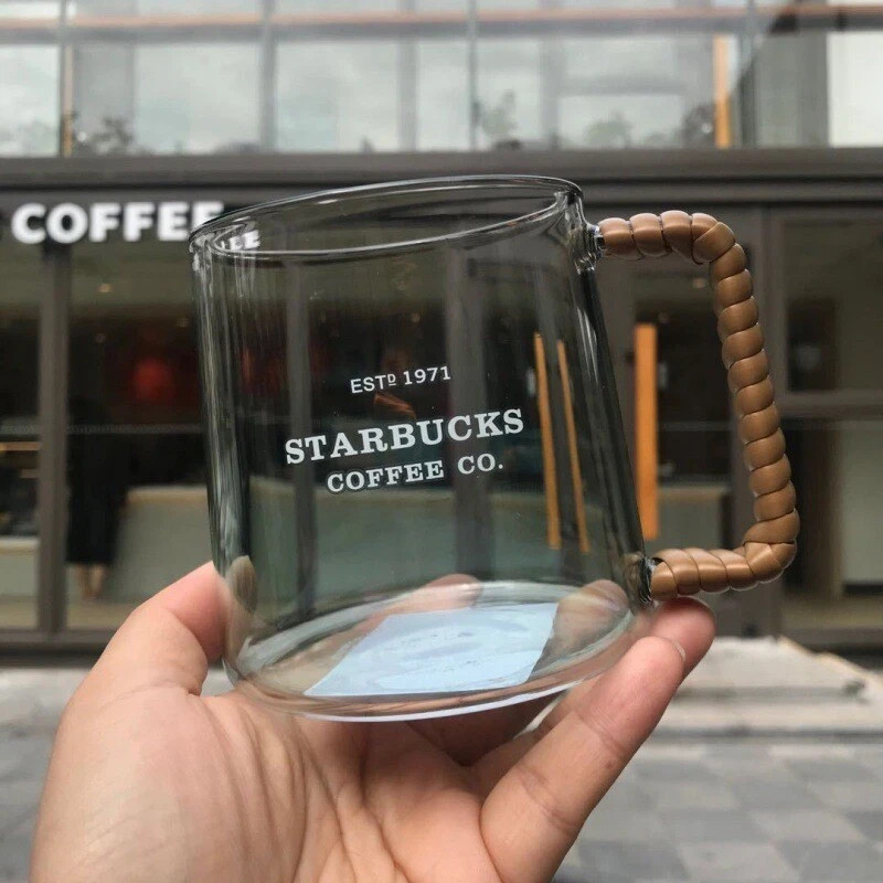 Starbucks Glass Transparent Cup w/Handle Gradient Rattan 473ML Coffee Cup Water