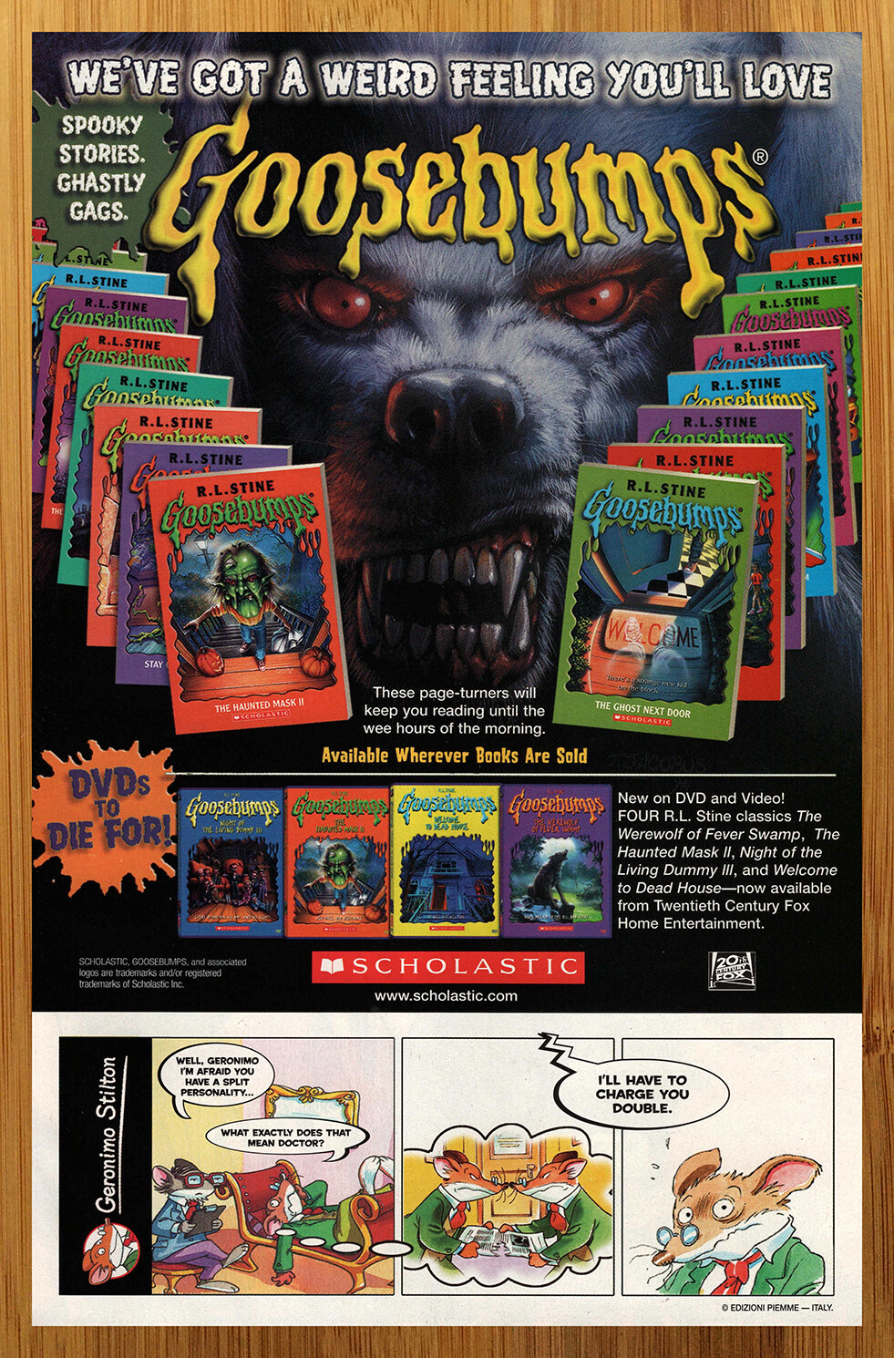 2004 Goosebumps Books/DVD/VHS Vintage Print Ad/Poster RL Stine Official Art