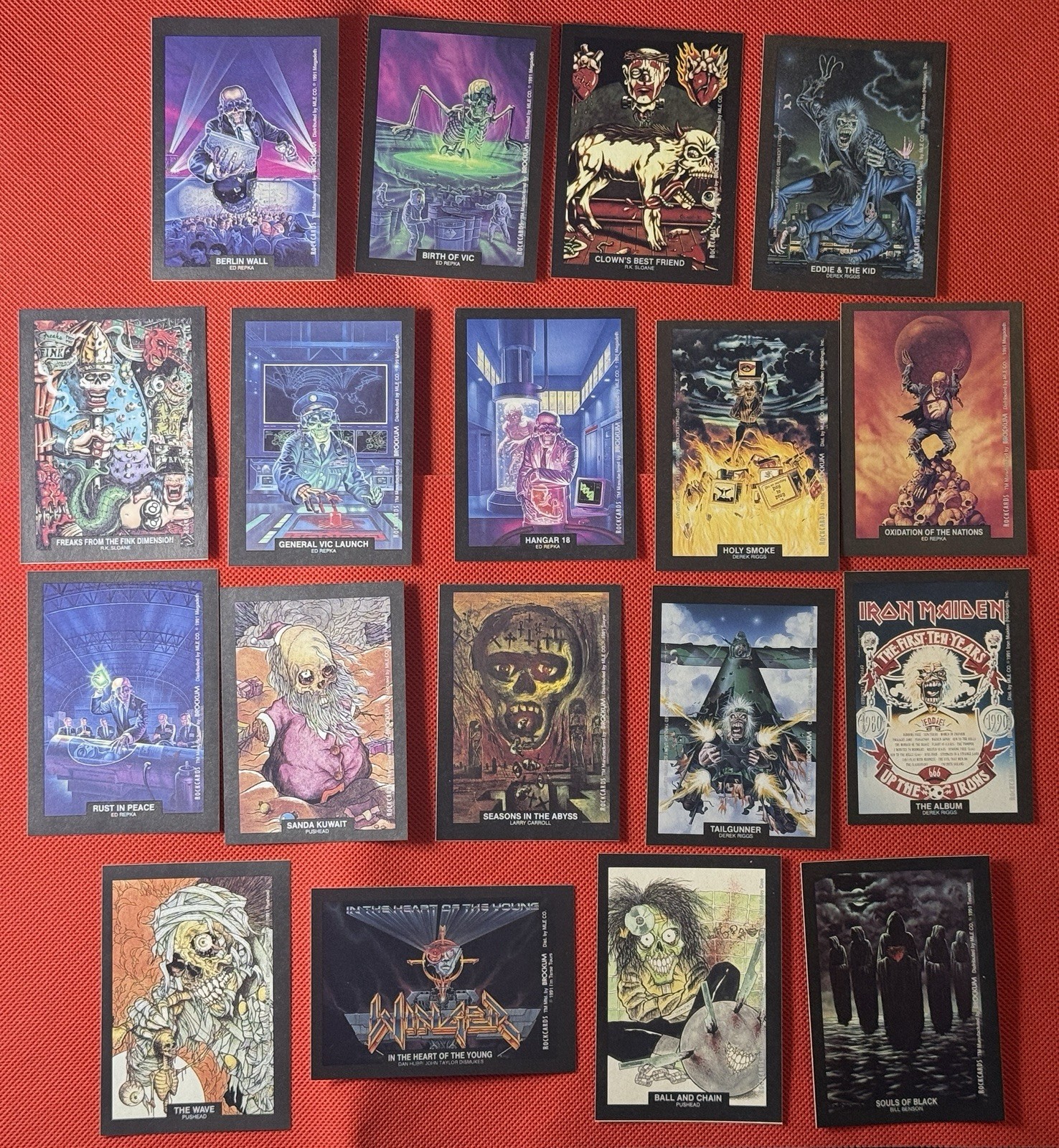 1991 BROCKUM ROCK CARDS COMPLETE INSERT SET OF 18 ART STICKERS PACK FRESH🔥