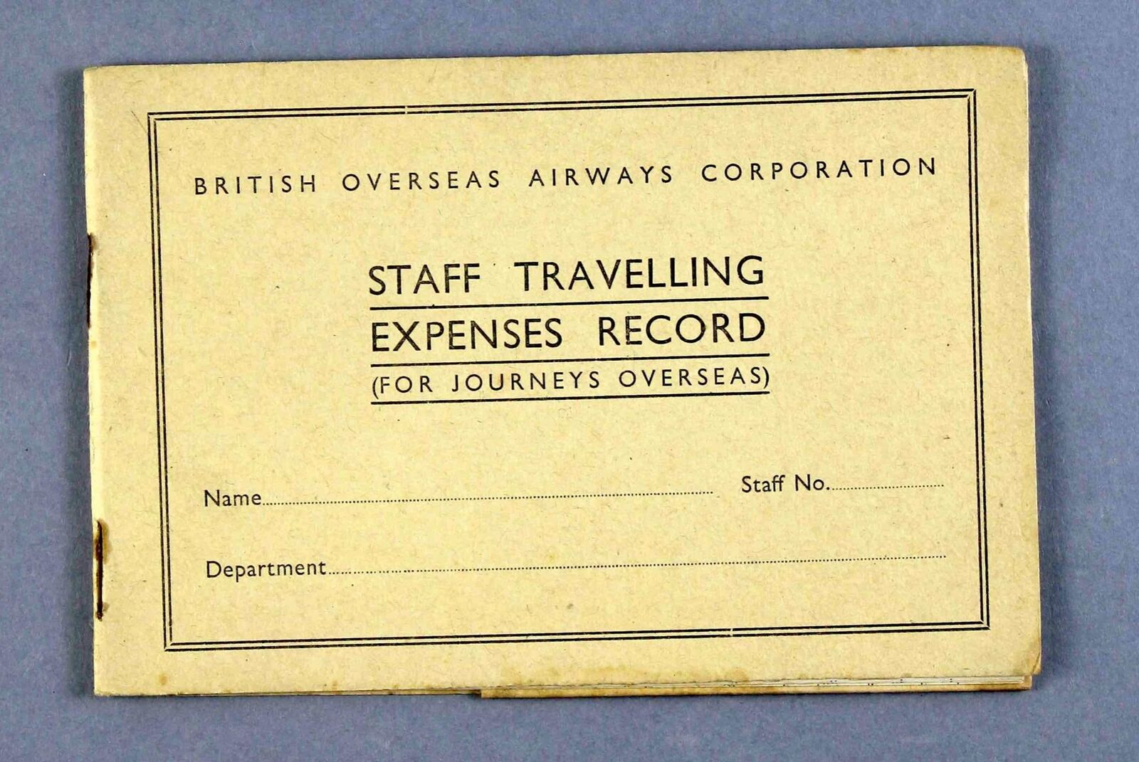 BOAC STAFF TRAVELLING EXPENSES RECORD 1943 WW2 B.O.A.C.