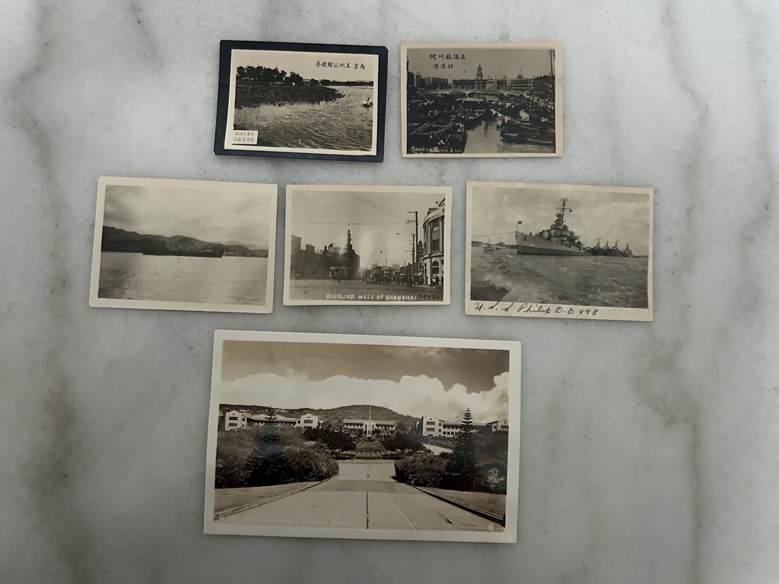 Vtg 1940s Lot of 5 Shanghai China Photos on Cardstock + 1 Postcard