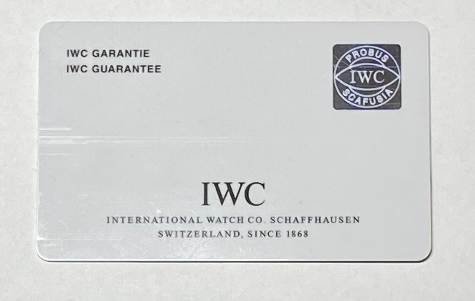Authentic IWC Schaffhausen Ingenieur Warranty Guarantee Certificate Card Stamped