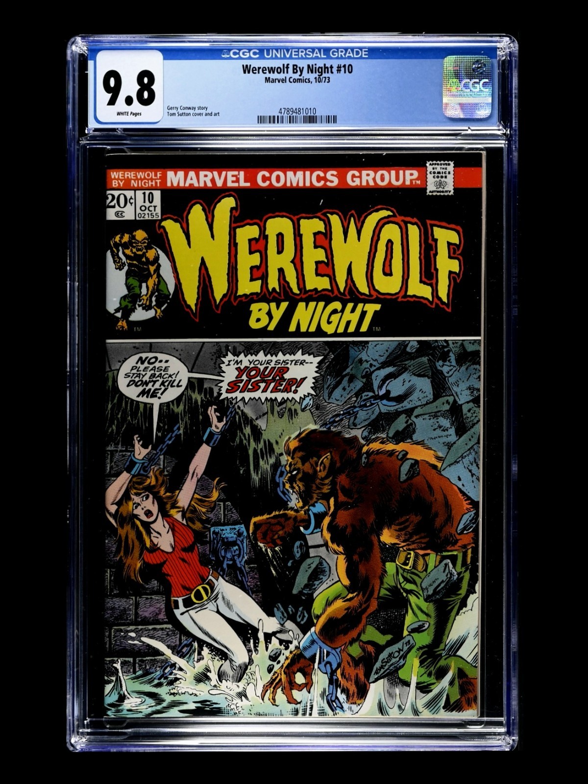 Werewolf By Night #10 Marvel 1974 CGC 9.8 WP / Tom Sutton Art / Bronze Horror