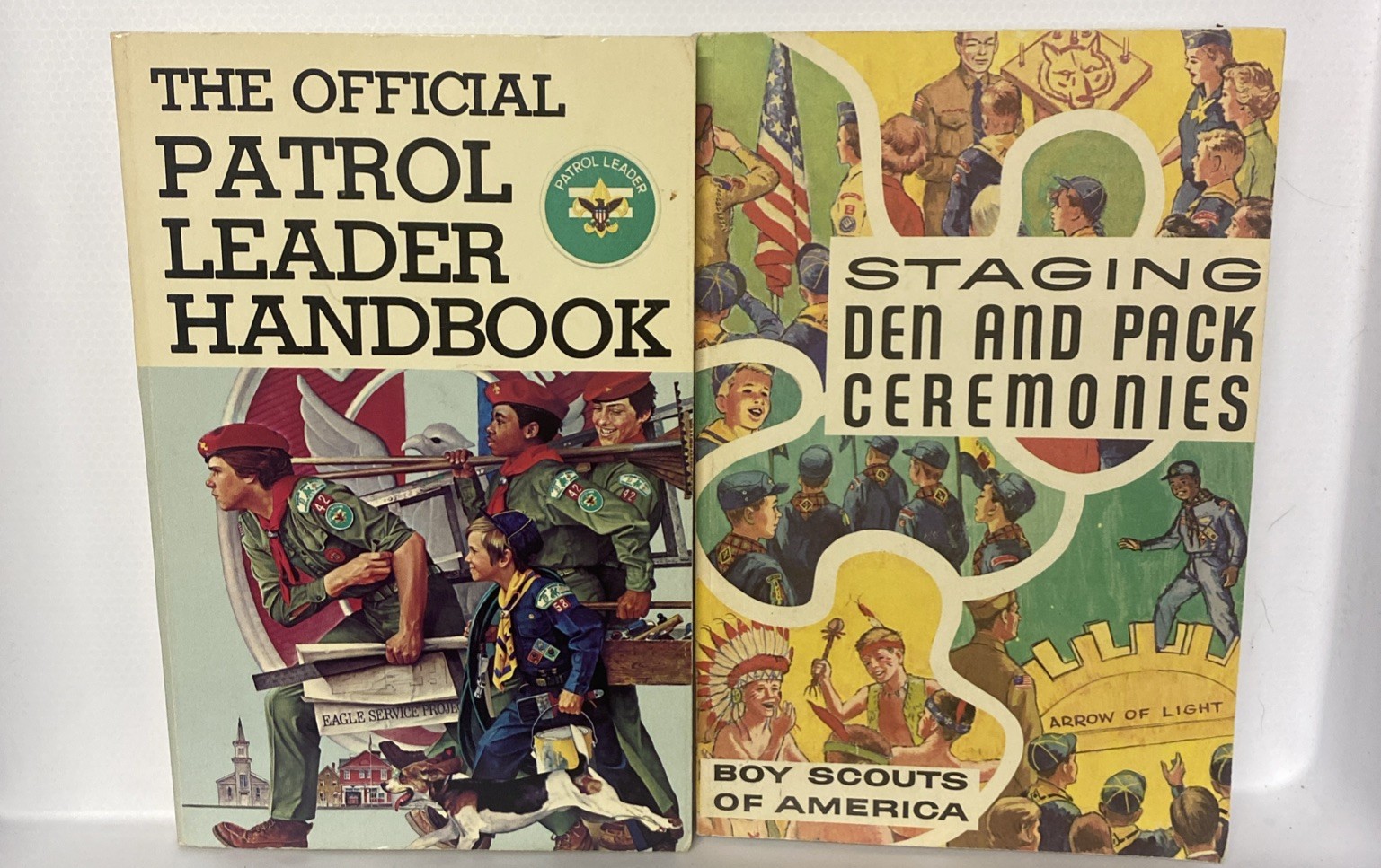 Two 1980s Boys Scouts of America Handbooks Patrol Leader & Den/ Pack Ceremonies