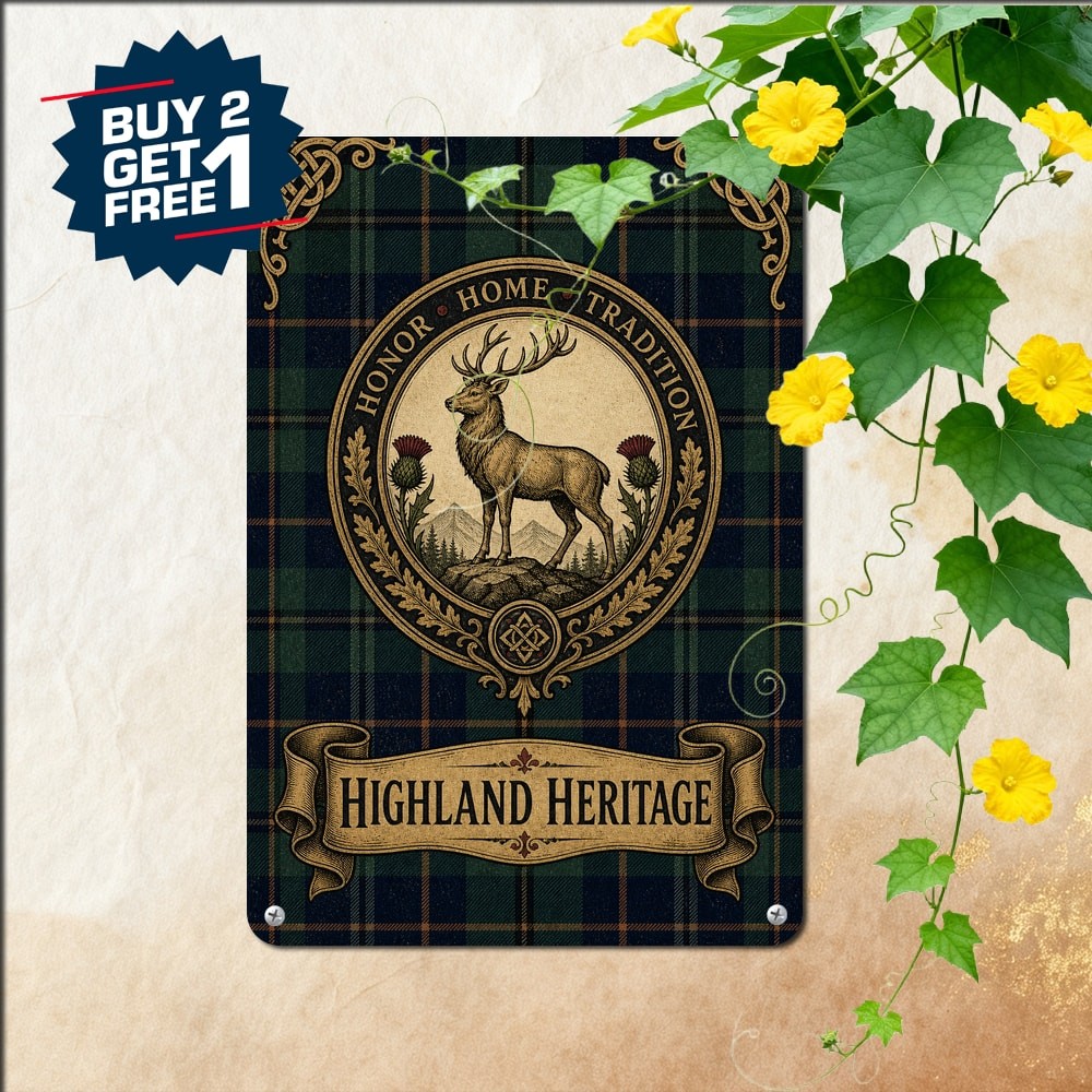 Scottish Clan Family Tartan Tin Sign Retro United Kingdom Heritage Wall Plaque