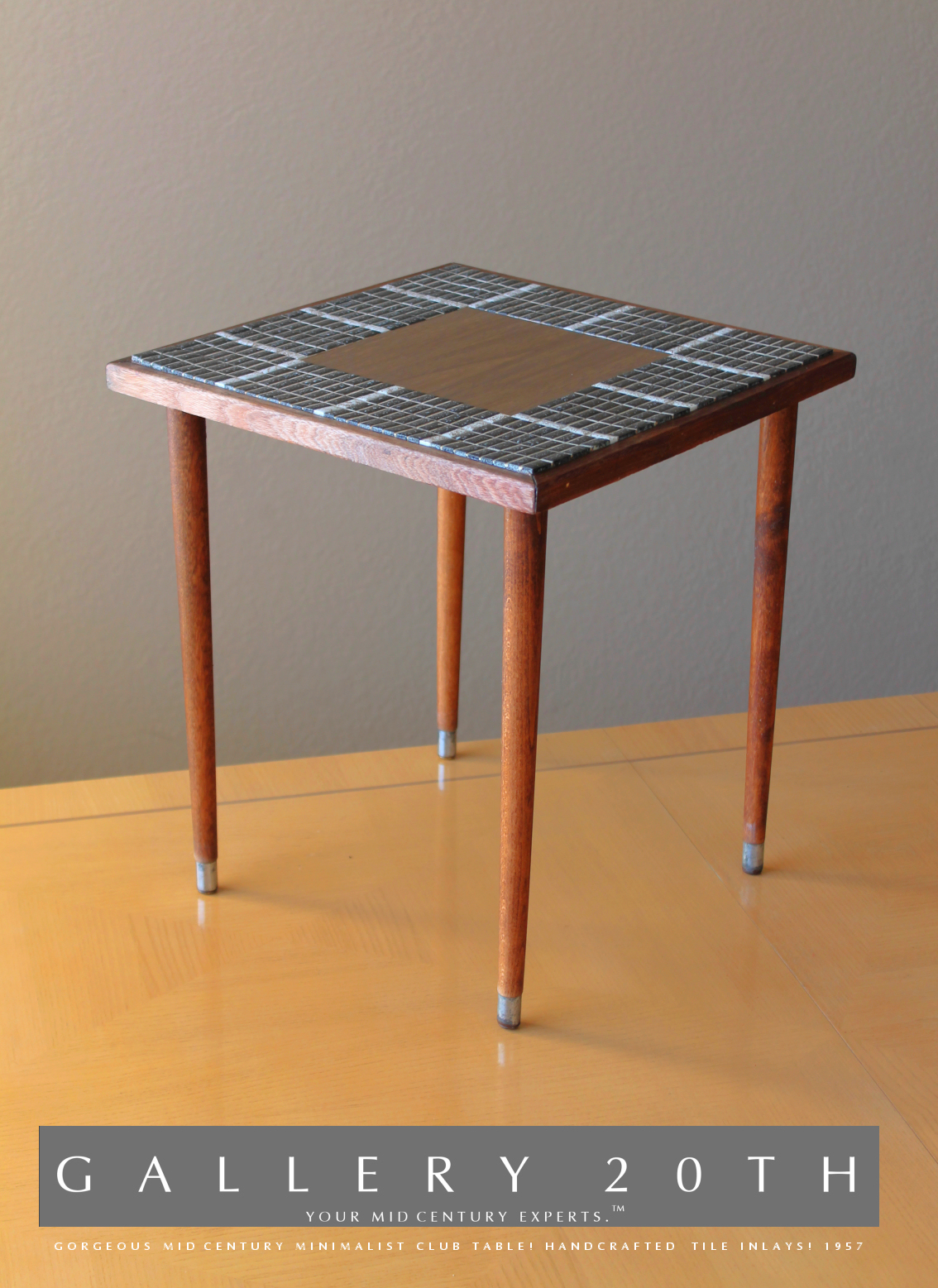 MINIMALIST VTG TILE CLUB TABLE ATOMIC RAYMOR WOOD 50\'S 60\'S MID CENTURY MODERN