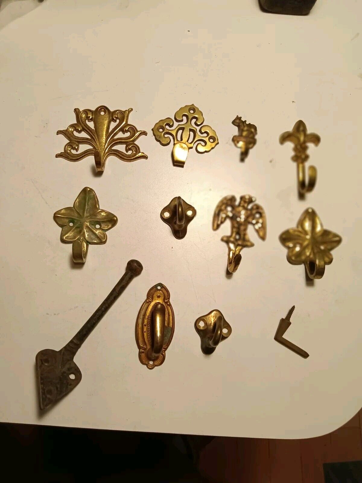 Vintage Lot Of Miscellaneous Solid Brass Ornate Hooks