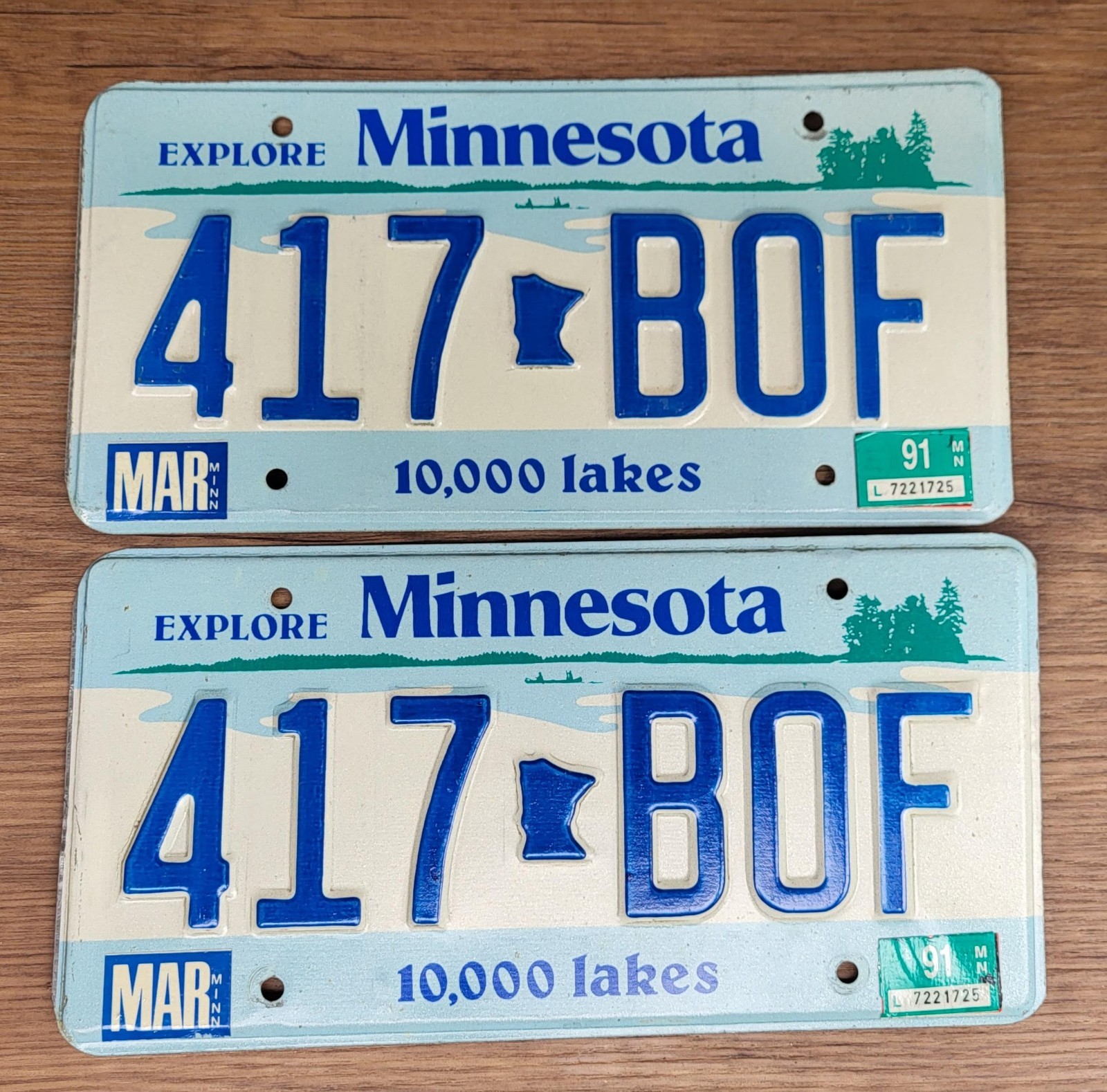 1991 Minnesota License Plate Pair Tags  #417 BOF  ** Free Pick Up  **