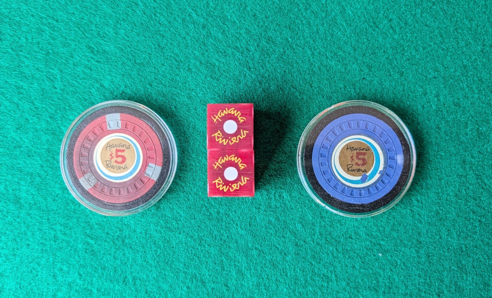 Extremely Rare Vintage Havana Riviera Casino Chips and Dice