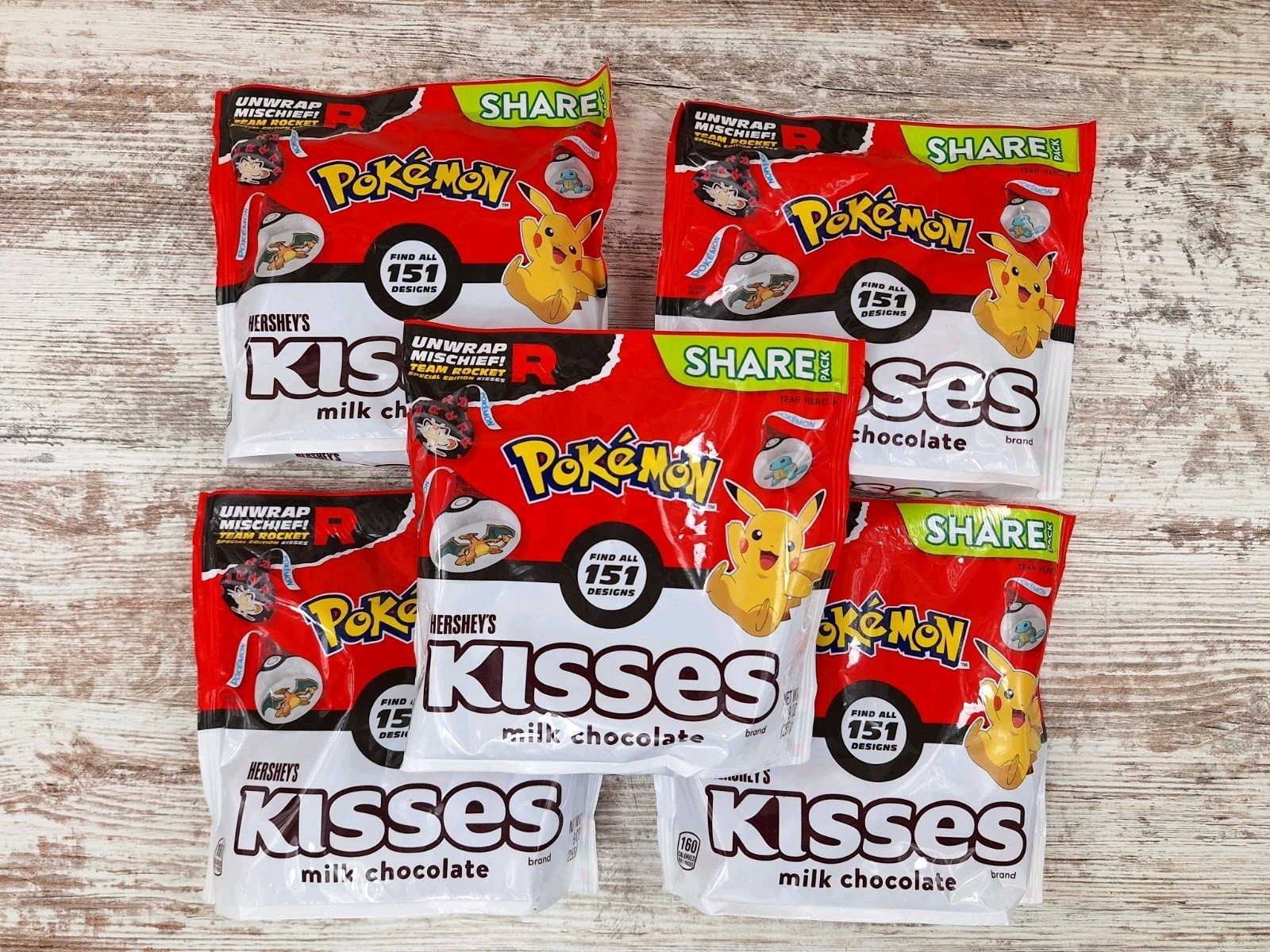 Pokemon Hershey's Kisses Share Pack Special Edition Collectible 5 Bag Lot