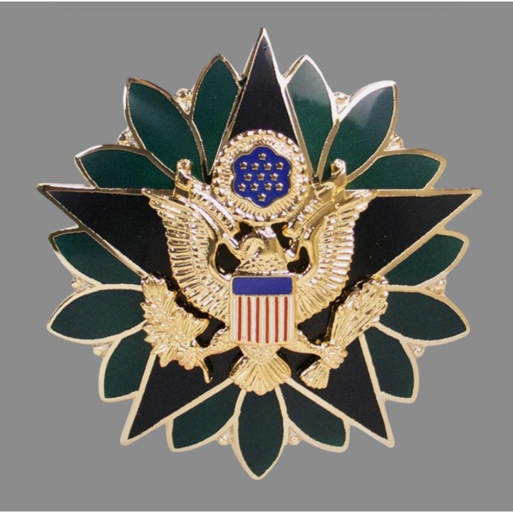 Vtg US ARMY Identification Badge MINIATURE Lapel Pin General Staff 16mm Enamel
