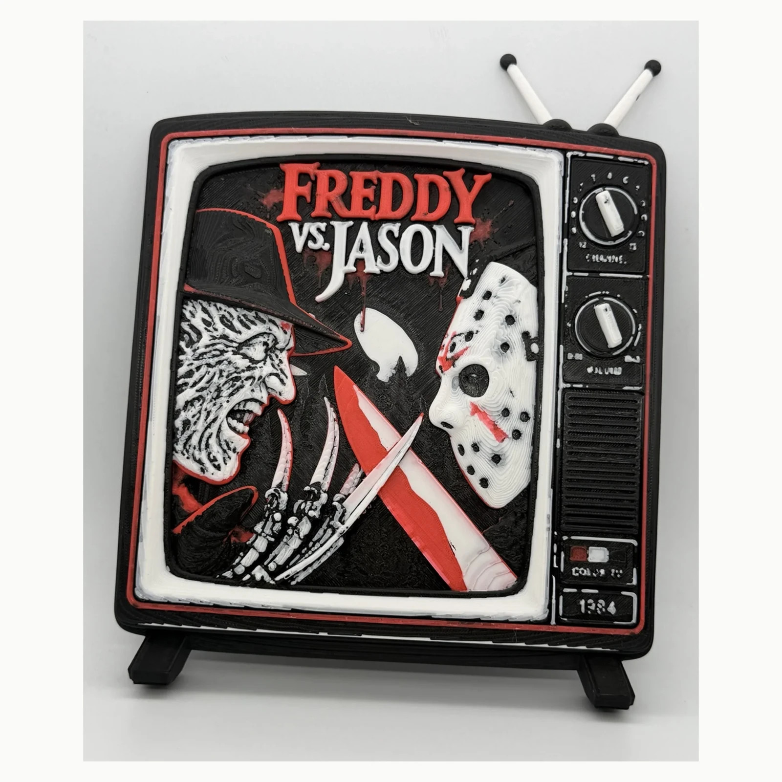 Freddy vs Jason Retro TV 3D Wall Art Glow in Dark Horror Movie Decor