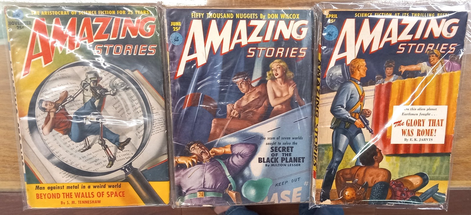Amazing Stories 3 issues 1950s vintage pulp science fiction scifi