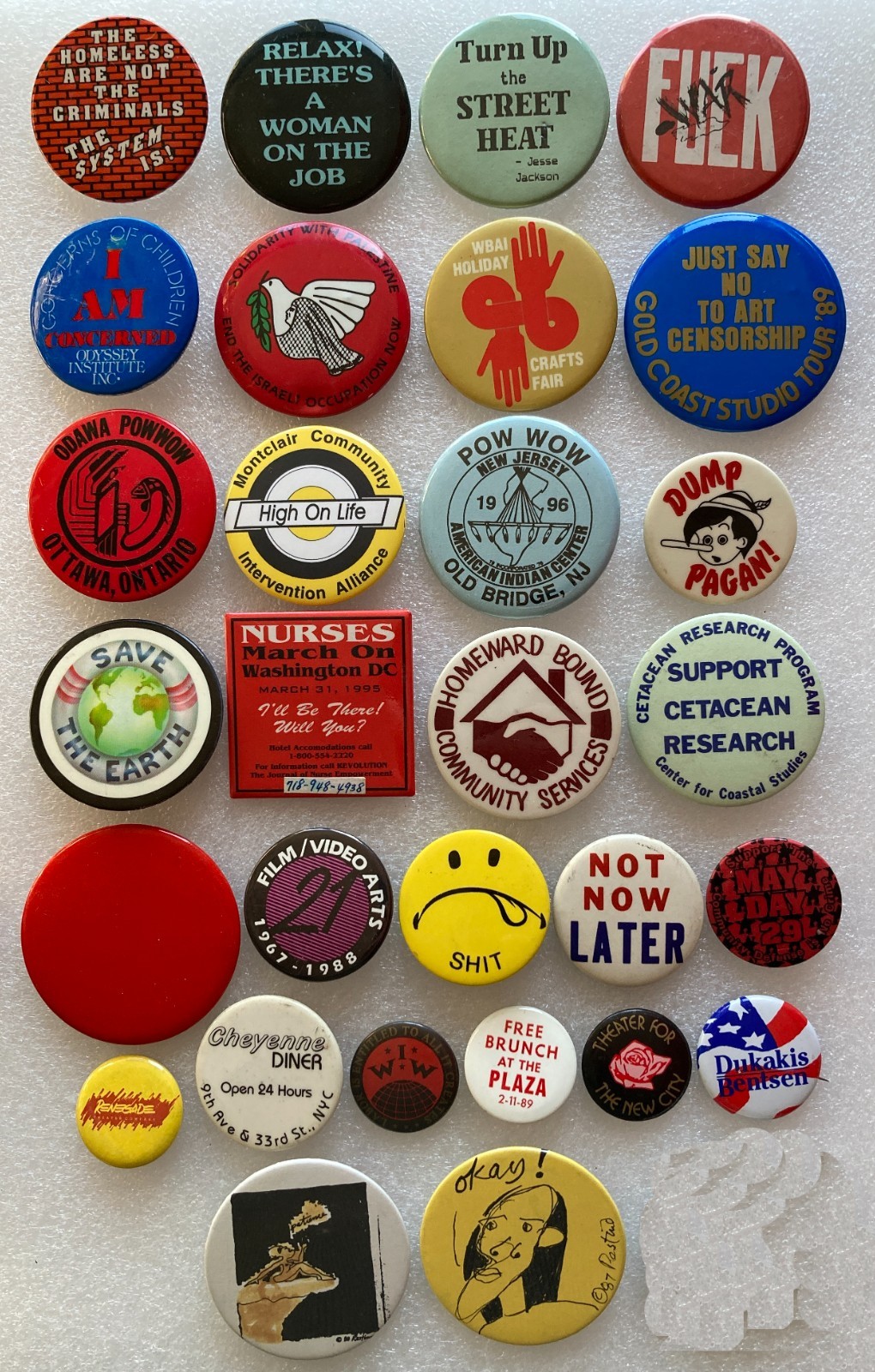 Lot of Vintage 1980s 90s Anti-War NYC Feminist Political Protest Activist Button